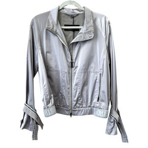 Marc Cain Bomber Jacket Size N3 US 8 Gray Silver Full Zip Pockets Lightweight